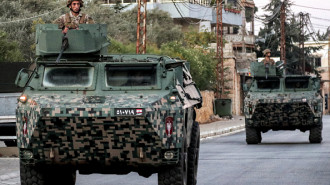 Lebanese Army vehicles patrol the town of Marjaayoun in southern Lebanon near the border with Israel on October 25, 2024. (AFP via Getty Images)