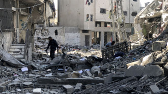 A general view of the destruction after the Israeli army attack on the 5-storey building belonging to the Abu Nasr family in Beit Lahia, Gaza