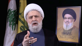 A screen grab from a video shows Hezbollah's new Secretary General Naim Qassem making statements on the latest developments in Beirut, Lebanon on October 30, 2024. (Photo by Stringer/Anadolu via Getty Images)