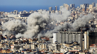 Smoke rises from the site of an Israeli airstrike that targeted a neighbourhood in Beirut's southern suburbs on November 12, 2024. (Photo by AFP via Getty Images)