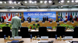 View of the plenary session room before the opening session of the G20 Summit in Rio de Janeiro, Brazil