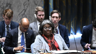 US Ambassador to the United Nations, Linda Thomas-Greenfield (C) attends the United Nations Security Council (UNSC)