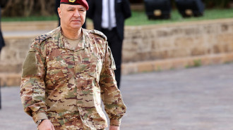 In this picture taken on December 16, 2024, Army chief Joseph Aoun, 60, walks toward the Grand Serail in Beirut. (Photo by ANWAR AMRO/AFP via Getty Images)