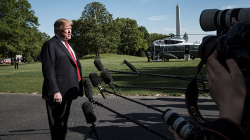 trump synagogue reporters us getty