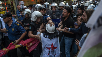 turkey airport protest [Getty]