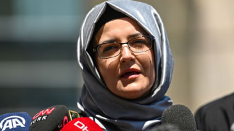 Hatice Cengiz in front of Istanbul courthourse [GETTY]