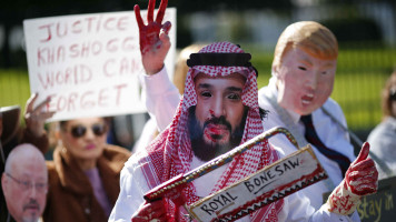 Protesters in solidarity with Khashoggi [Getty]