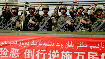 Chinese military police in Xinjiang