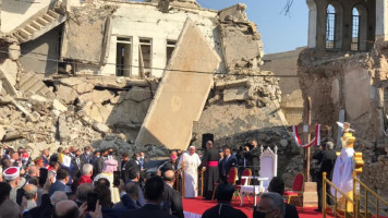  Pope Francis at Church square in Mosul [GETTY]