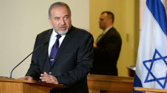 Israeli Foreign Minister Avigdor Lieberman at press conference