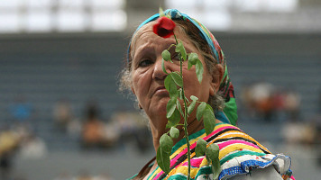 Algerian women protester - AFP