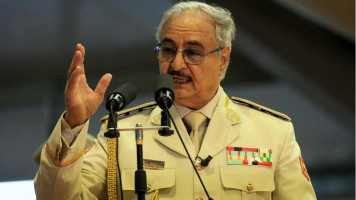 Haftar at military parade