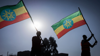 Ethiopians wave flag