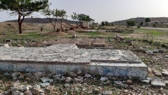 A destroyed building in Sudan's Darfur region