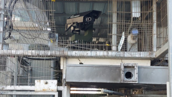 A remote-controlled weapons system at a checkpoint on Shuhada Street in Hebron