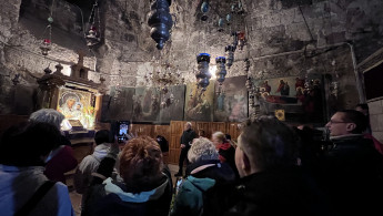 Christian worshipers at Church in East Jerusalem. Ibrahim Husseini/TNA 20 March 2023