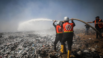 Palestinian firefighters have tried to extinguish the huge blaze [Getty]