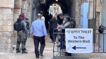 Israeli police barrier near Al-Aqsa