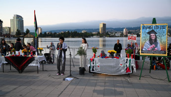 Crowds are gathered at Lake Merritt to commemorate Aysenur Ezgi Eygi, 26, was killed by Israeli soldiers in Nablus