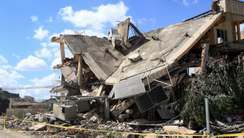 A building destroyed by an Israeli airstrike is seen in a south Lebanon village, 14 September, 2024.