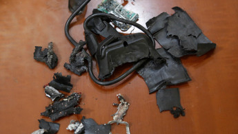 Remains of exploded pagers on display at an undisclosed location, Beirut.