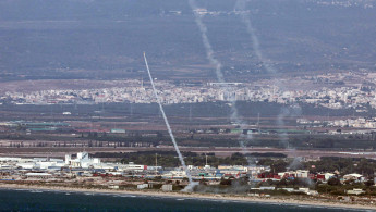 Rockets from Israel's Iron Dome air defence system are fired to intercept rockets fired from southern Lebanon near Haifa on September 24, 2024. (Photo by JACK GUEZ/AFP via Getty Images)