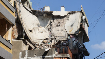 	This picture shows a residential building whose top two floors were hit by an Israeli strike in the Ghobeiri area of Beirut's southern suburbs on September 24, 2024. (Photo by ANWAR AMRO/AFP via Getty Images)