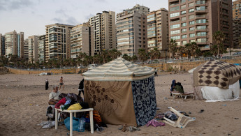 Beirut residents take refuge in makeshift shacks on the city's famous Mediterranean beach, after Israel launched a ground offensive in Lebanon and continues its heavy bombardment of various parts of the country