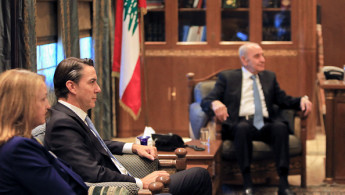 US Envoy Amos Hochstein (2nd-L) meets with Lebanon's Parliament Speaker Nabih Berri in Beirut on October 21, 2024. (Photo by AFP via Getty Images)