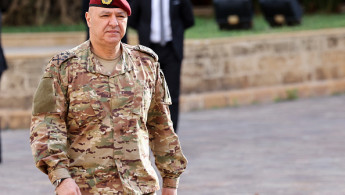 In this picture taken on December 16, 2024, Army chief Joseph Aoun, 60, walks toward the Grand Serail in Beirut. (Photo by ANWAR AMRO/AFP via Getty Images)