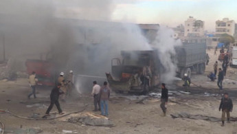 Russian airstrikes target aid trucks in northwestern Syrian town