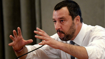 Matteo Salvini at a press conference in Rome