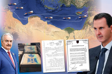 Assad and Haftar with drug smuggling routes from Latakia Port to Libya