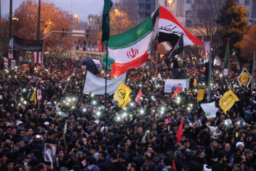 Iranians gather in the northeastern city of Mashhad on January 5, 2020 to pay homage to top general Qasem Soleimani and others after they were killed in a US strike in Baghdad [Getty Images]