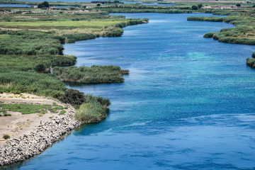 Euphrates river near the 1973 Tabqa Dam