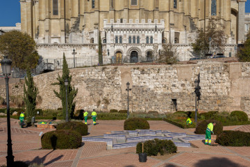 The remains of a 9th century Islamic lie overshadowed by the Almudena Cathedral, the biggest in the city