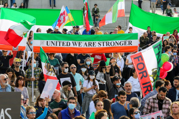 Hundreds of Iranians demonstrate in Trafalgar Square in London, Britain, October, 29, 2022