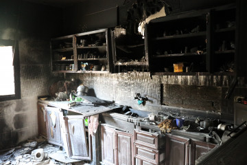 The kitchen of Ali Sweid's house, destroyed in an Israeli bombing on the Lebanese-border town of Dhayhra on Wednesday. [William Christou - TNA]