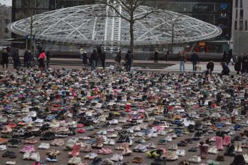 Rotterdam mourns Gaza's children: Baby shoes, never worn