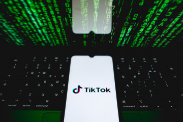 The TikTok logo is being displayed on a smartphone screen in Athens, Greece, on July 4, 2024. (Photo by Nikolas Kokovlis/NurPhoto via Getty Images)