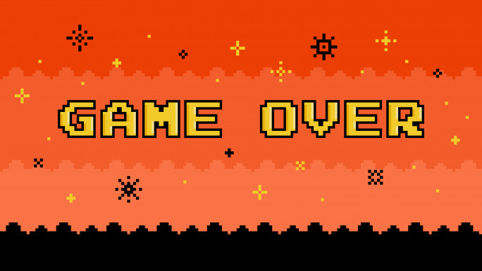 Game Over - Pixel Message Design. Glitch Effect. Stock Vector Illust