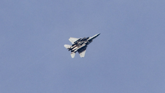 An Israeli F-15 aircraft above Gaza