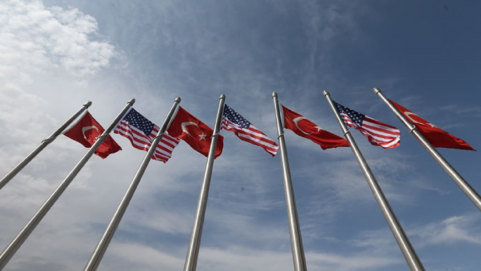 Turkish, US flags