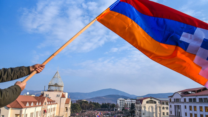 A flag of the Nagorno-Karabakh (Flag of Artsakh) region