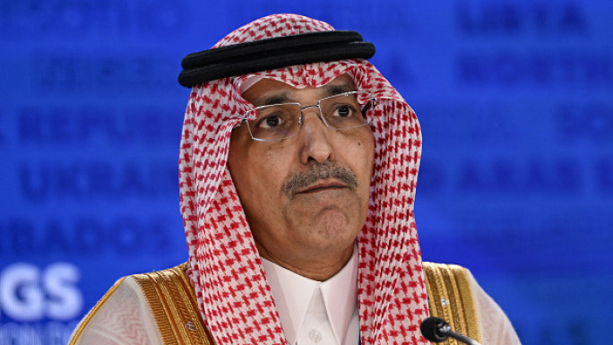  Minister of Finance of Saudi Arabia and IMF Chair Mohammed Al-Jadaan speaks during a press conference held as part of International Monetary Financial Committee Press Briefing Washington D.C., United States on April 19, 2024.