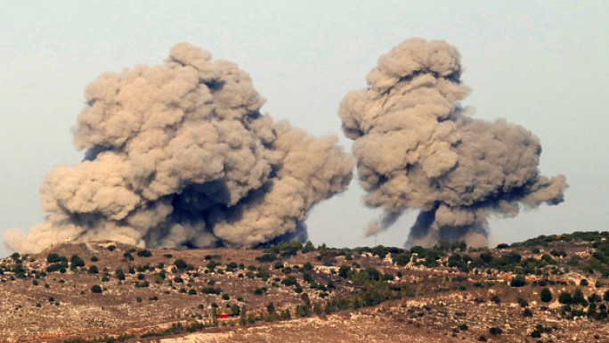 Smoke rises from the site of an Israeli airstrike that targeted Lebanon's area of Tal Nhas on October 28, 2024, amid the ongoing war between Israel and Hezbollah. 