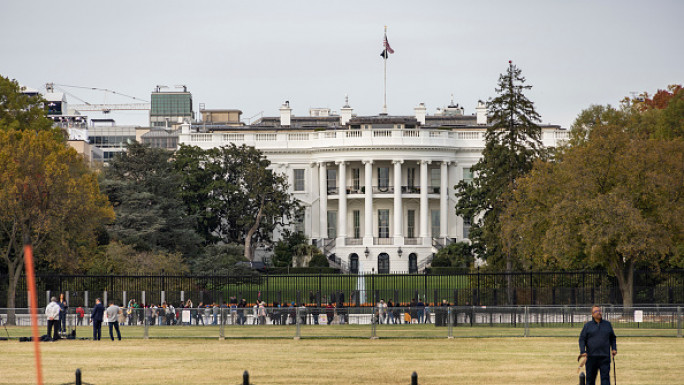 A view of the White House in Washington, United States, on November 4, 2024, ahead of the Presidential Election. 