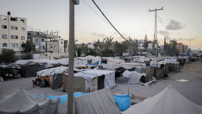 Tents fill a displacement camp in central Gaza in the occupied Palestinian territories