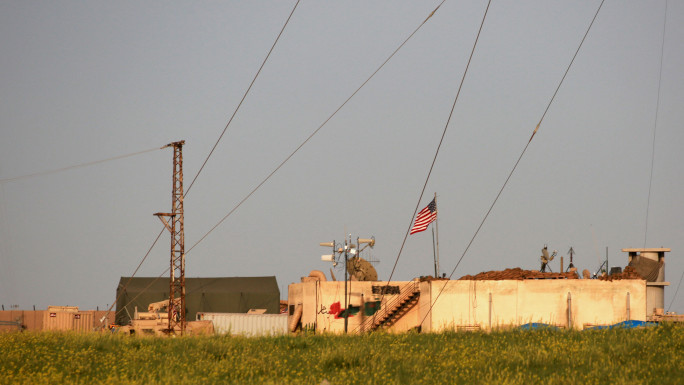 A picture taken on April 2, 2018 shows a general view of a US military base in the al-Asaliyah village, between the Syrian city of Aleppo and the northern town of Manbij. 