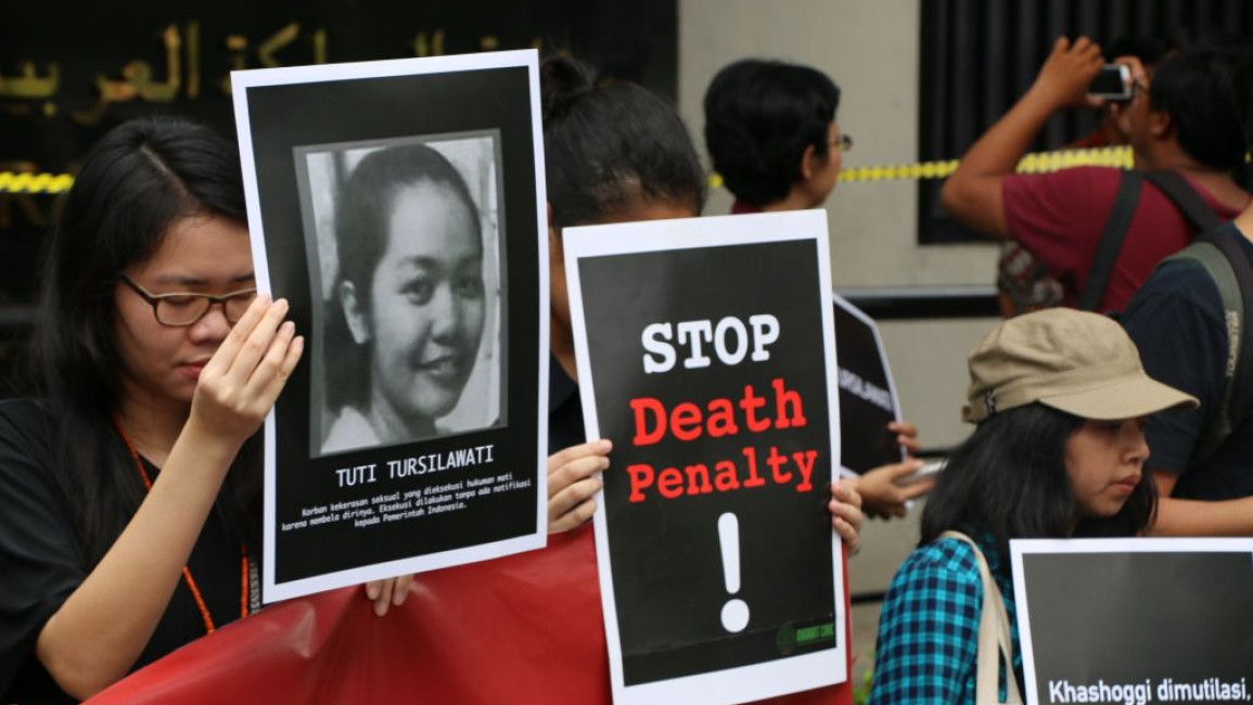 Protest against Saudi Arabia's death penalty in Indonesia